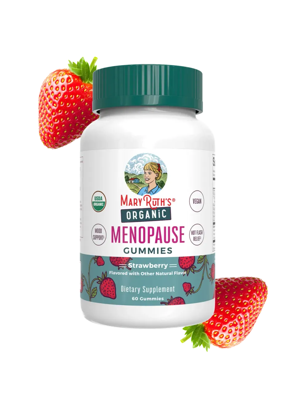 MaryRuth's Organic Menopause gummier jordbær for overgangsalder