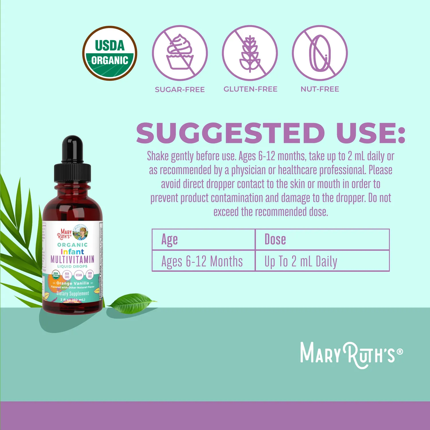MaryRuth's Organic Infant Multivitamin dråper appelsin-vanilje