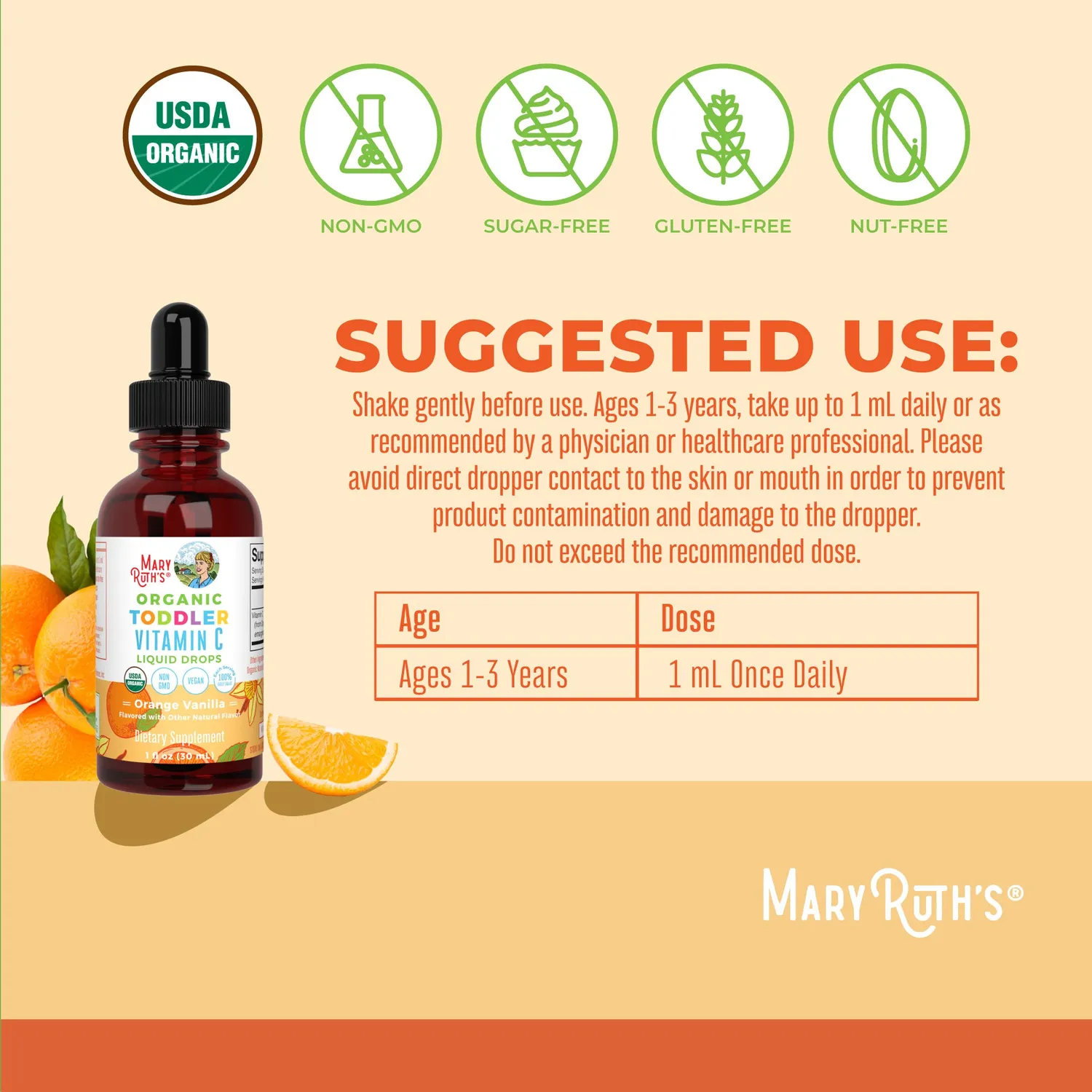 MaryRuth's Toddler Vitamin C dråper 1-3 år organisk