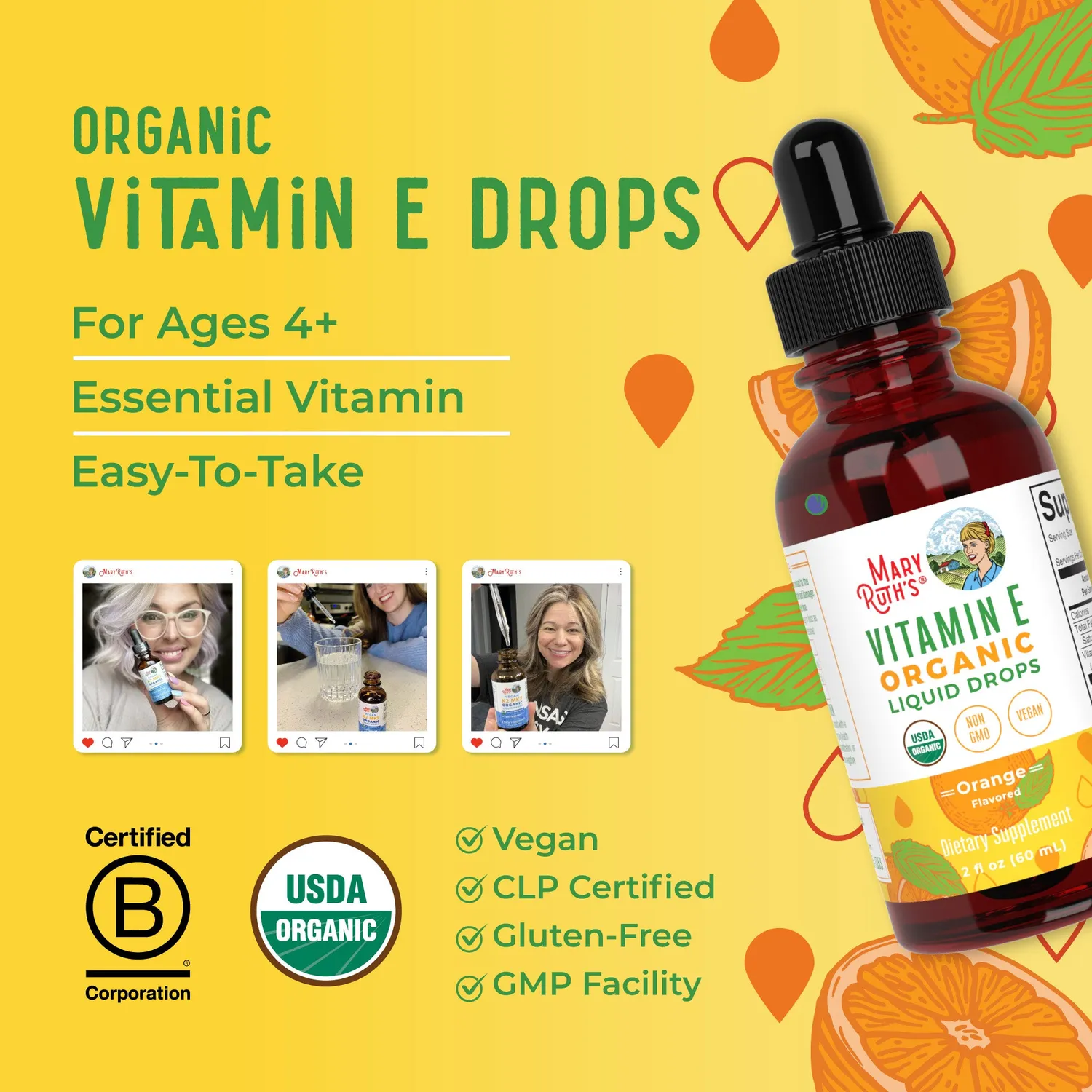MaryRuth's Vitamin E dråper økologisk 60 doser