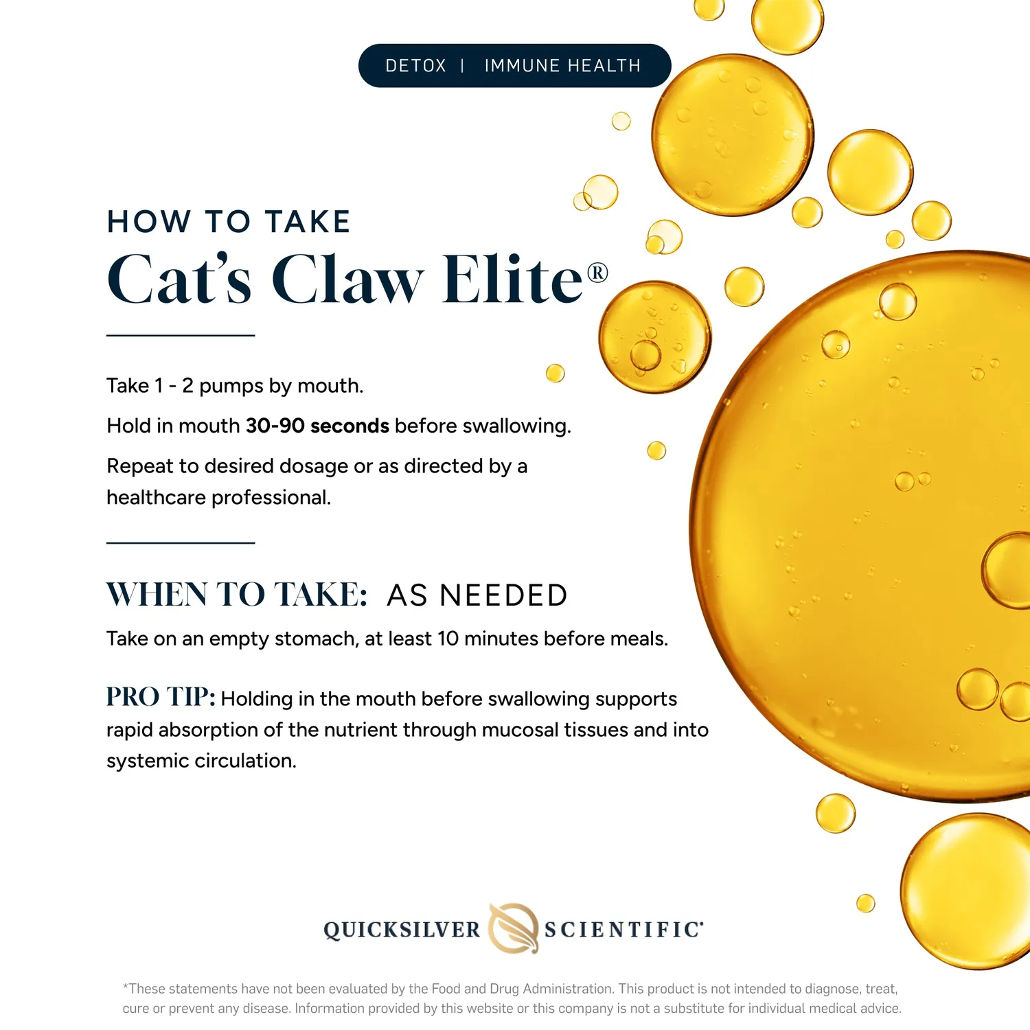 Quicksilver Scientific Cat's Claw Elite immuntilskudd 50 ml vitamin D