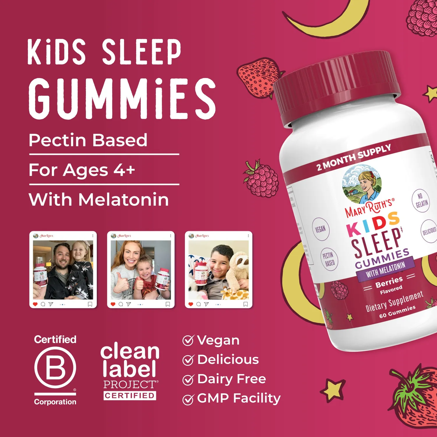 MaryRuth's Kids Sleep Gummies melatonin bær 60 stk