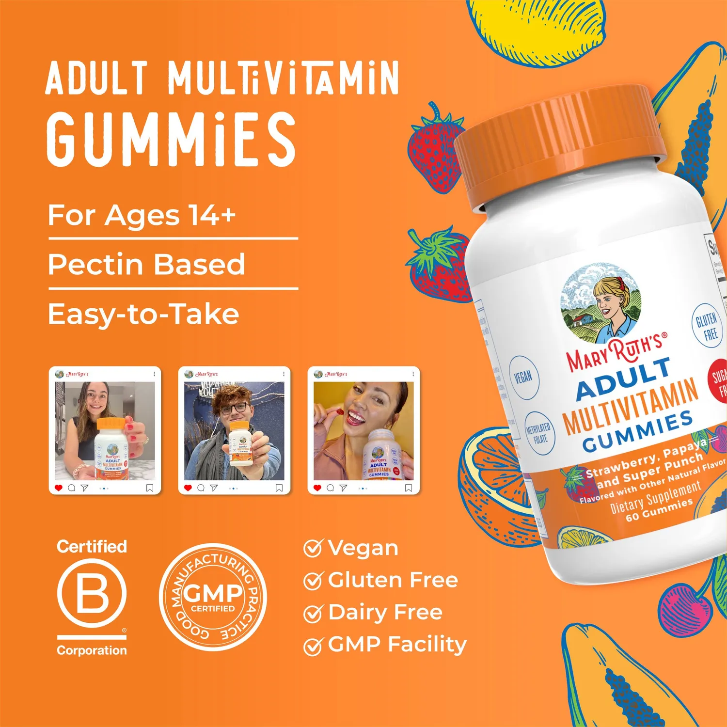 MaryRuth's Adult Multivitamin gummies voksen sukkerfri