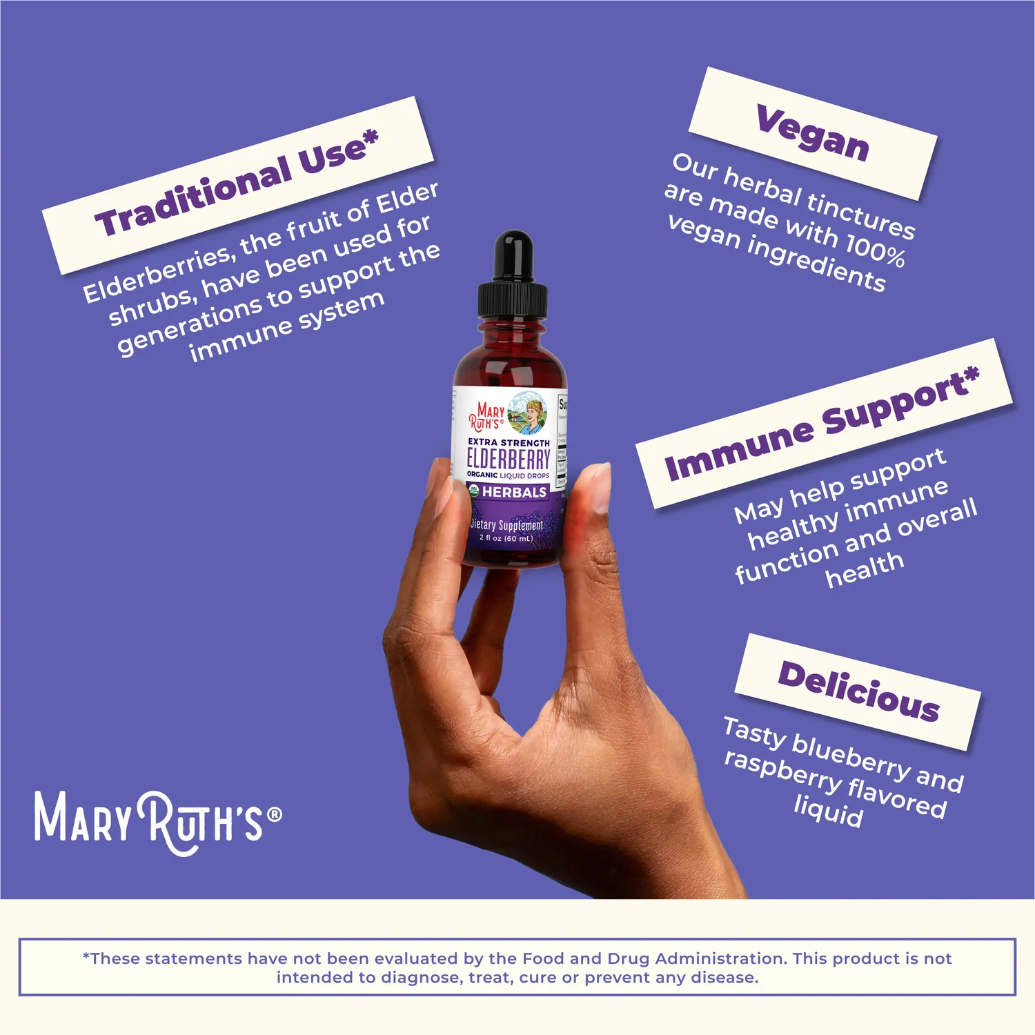 MaryRuth's Elderberry Extra Strength dråper organisk