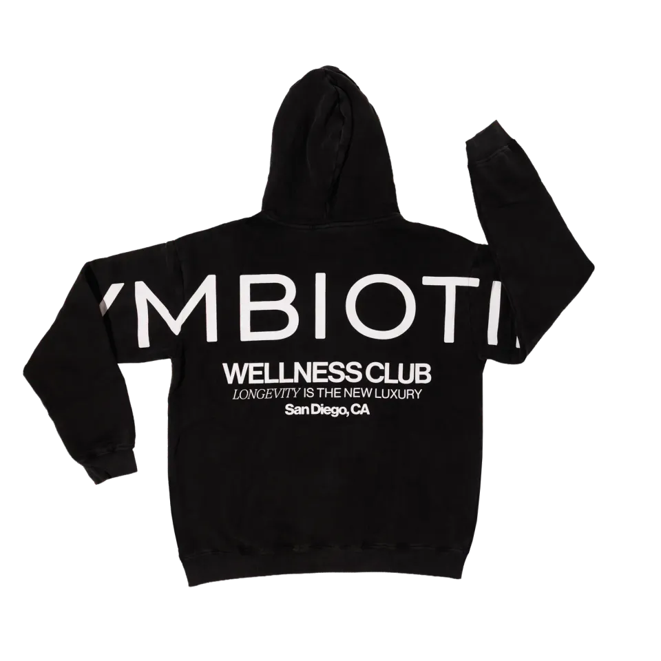 Cymbiotika Wellness Club Hoodie hettegenser faded black unisex