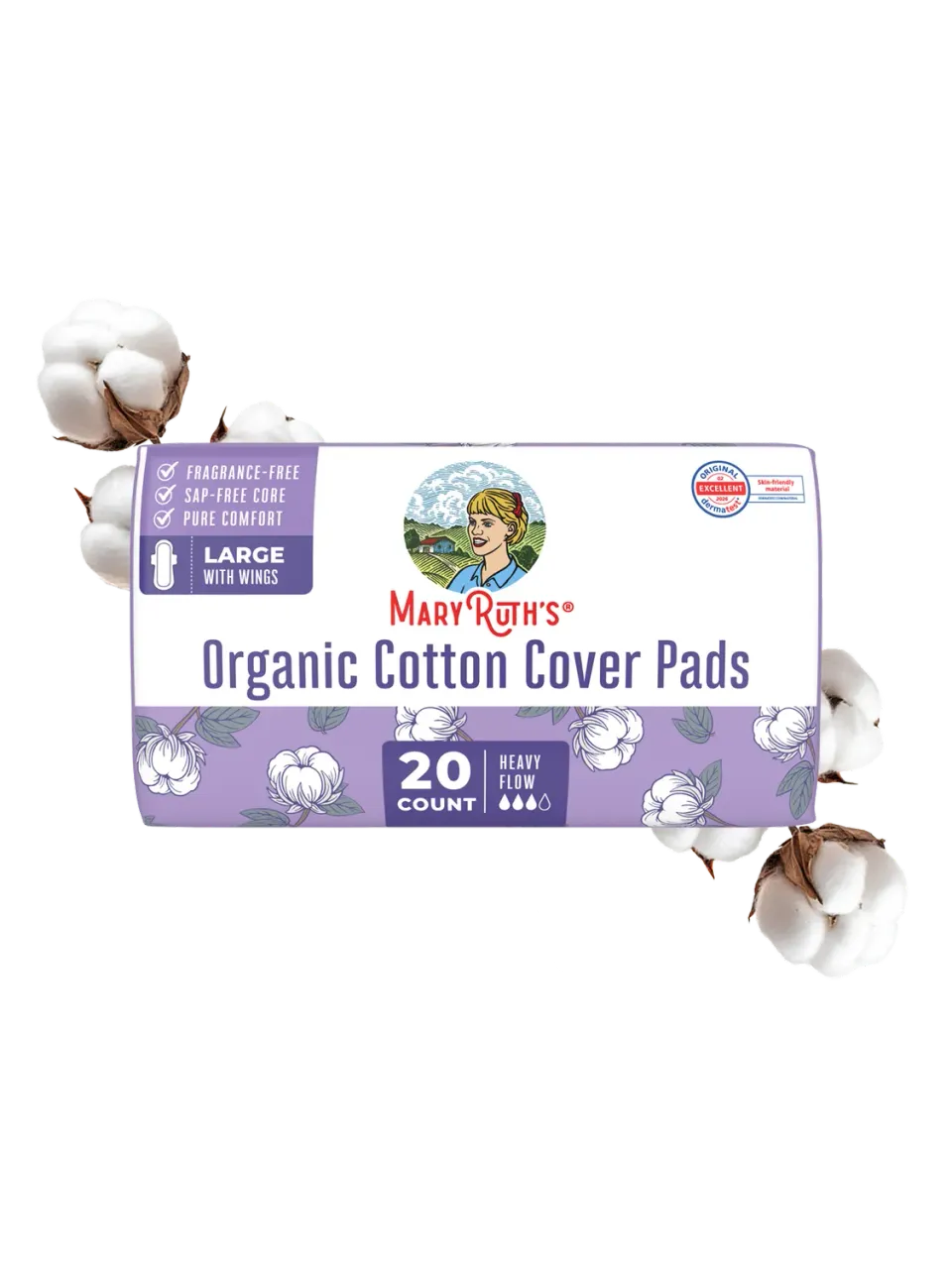 MaryRuth's Organic Cotton Cover Pads bind large uten parfyme