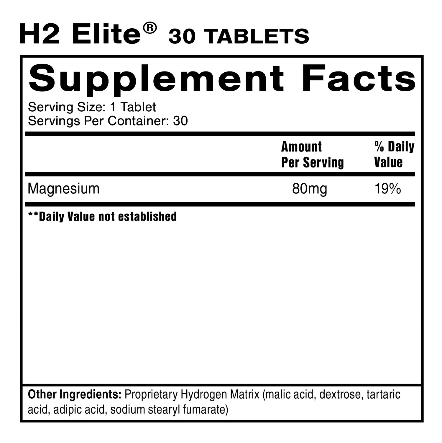 Quicksilver Scientific H2 Elite hydrogentabletter 30 stk hydrogenvann
