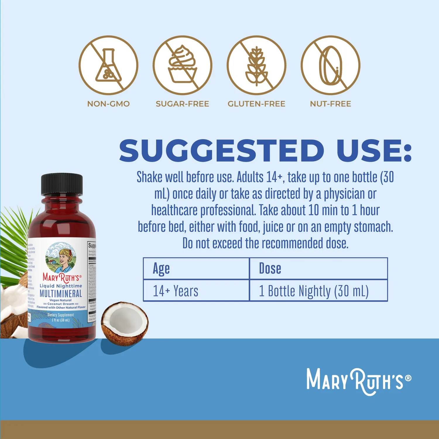 MaryRuth's Nighttime Multimineral kokos 8x30 ml