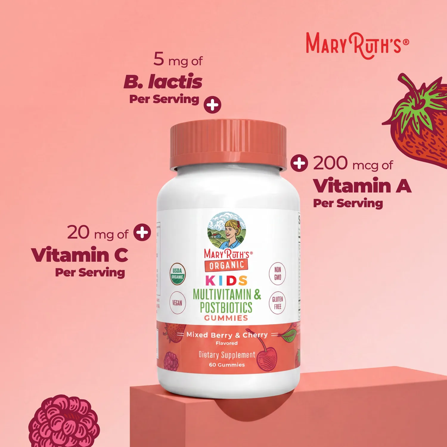 MaryRuth's Organic Kids Multivitamin gummies barn 60 bær