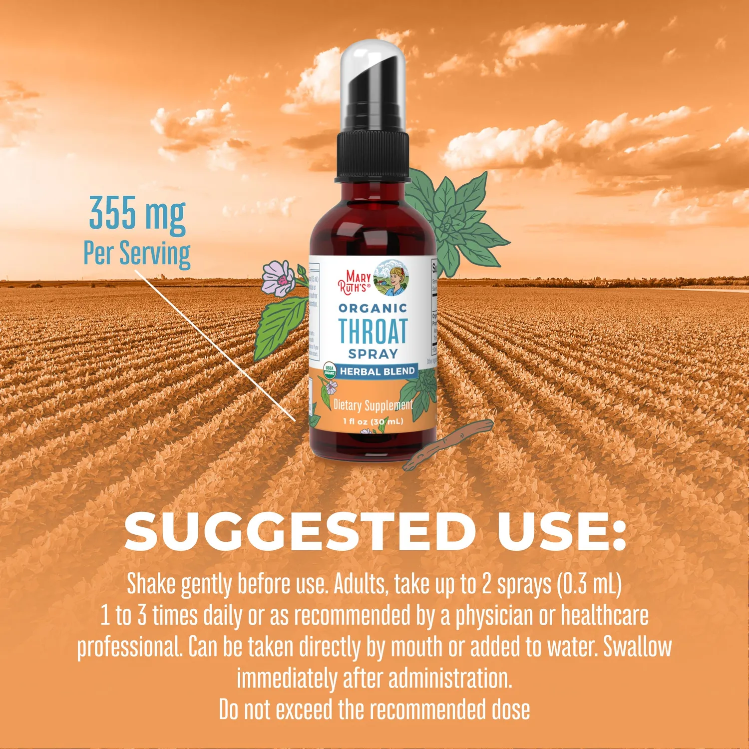 MaryRuth's Organic Throat halsspray uten smak