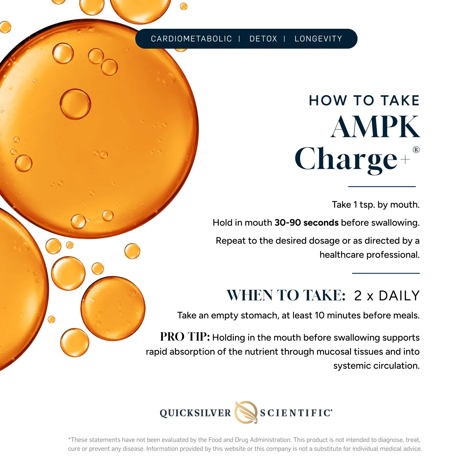 Quicksilver Scientific AMPK Charge+ kosttilskudd 100 ml fettforbrenning