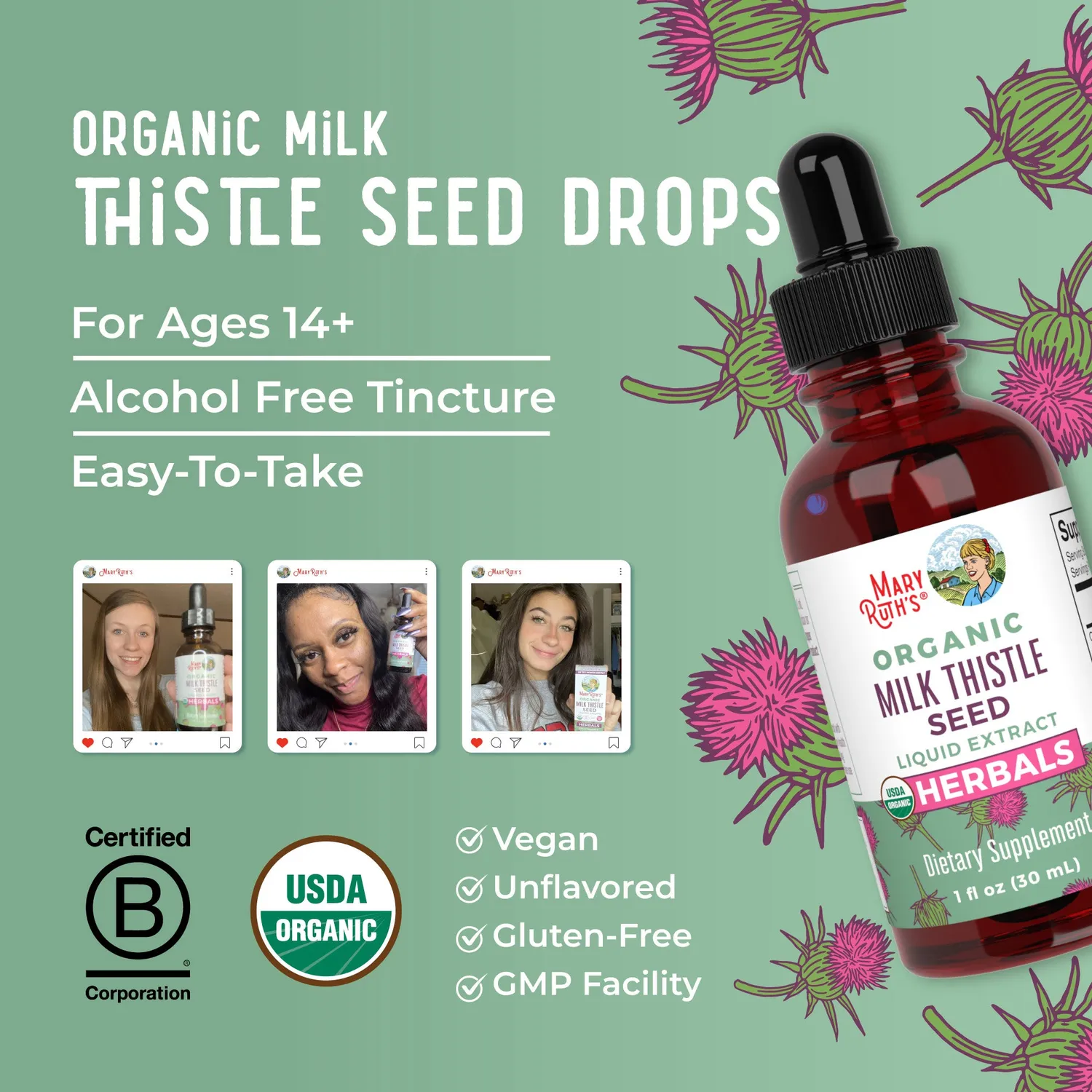 MaryRuth's Milk Thistle mariatisteldråper