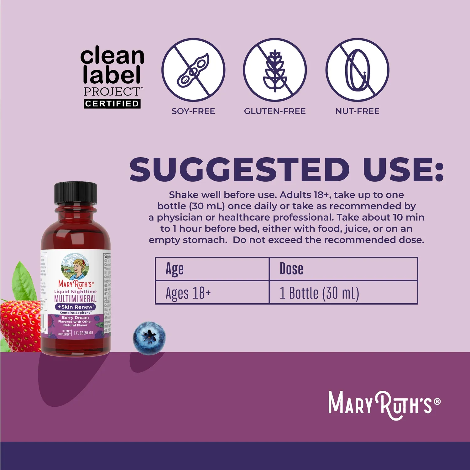 MaryRuth's Nighttime Skin Renew reisepakning flytende