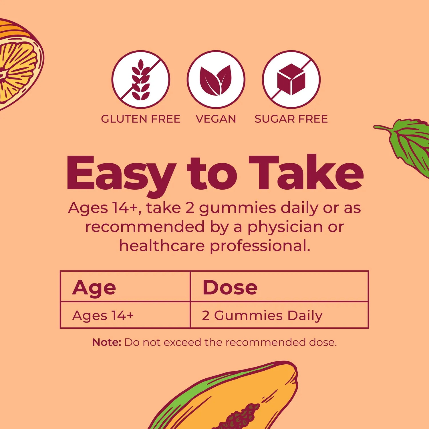 MaryRuth's Men's Multivitamin gummies papaya appelsin