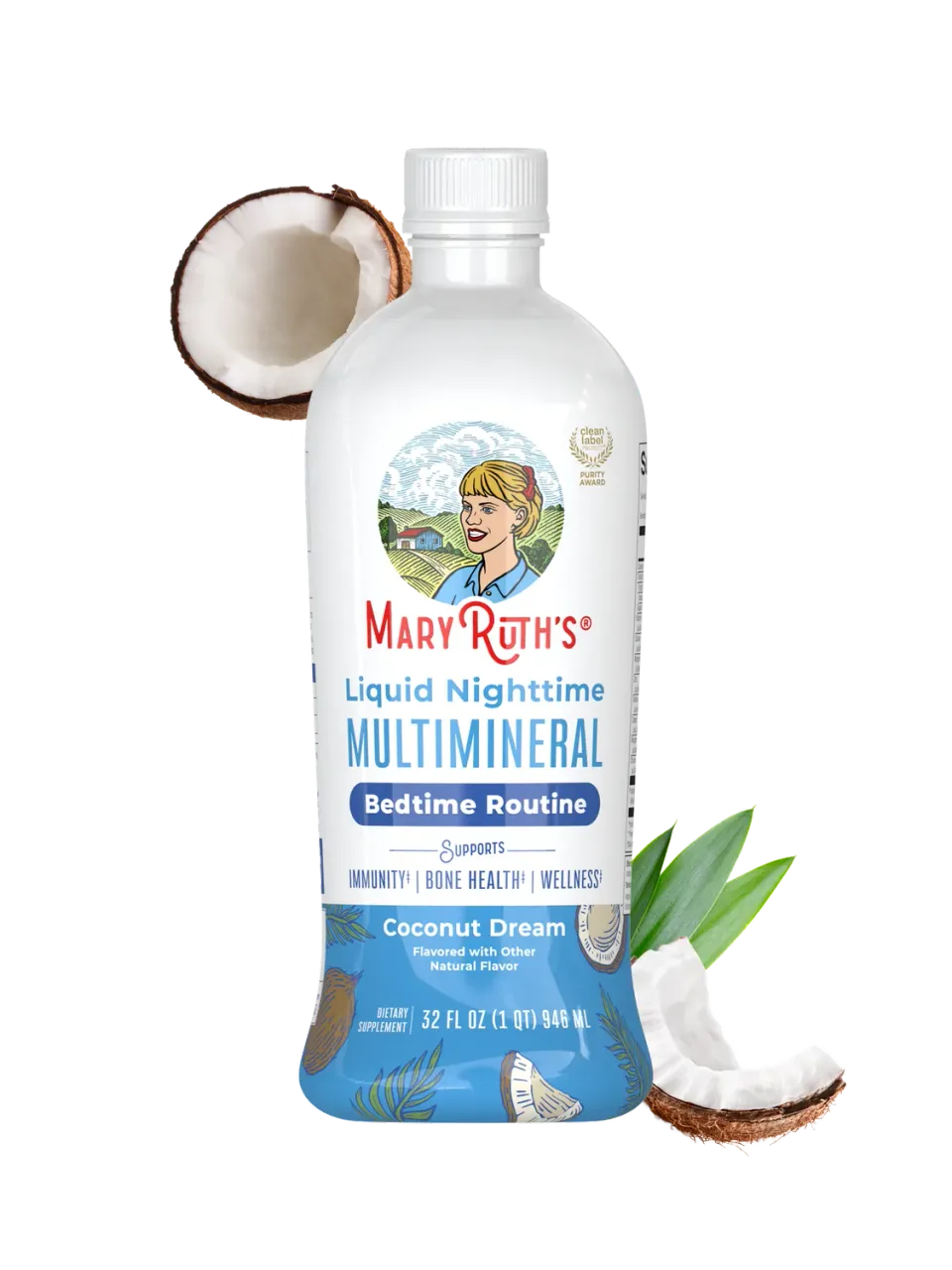 MaryRuth's Liquid Nighttime Multimineral flytende kokos uten melatonin