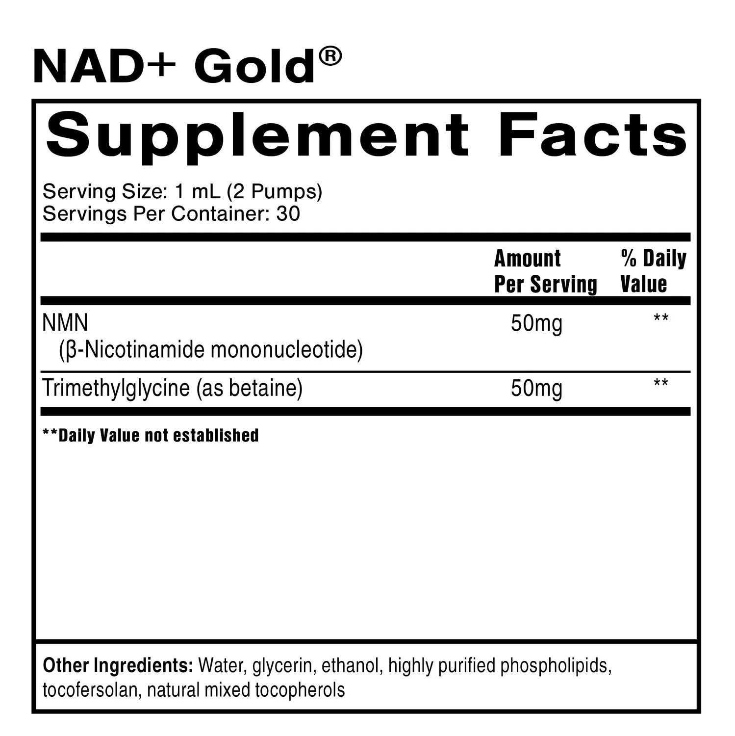 Quicksilver Scientific NAD+ Gold dråper 30 ml NMN liposomal