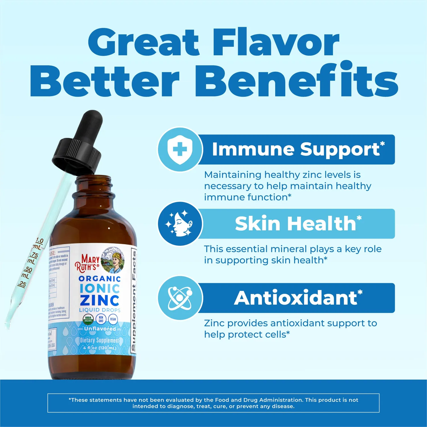 MaryRuth's Organic Ionic Zinc Liquid Drops dråper uten smak immun