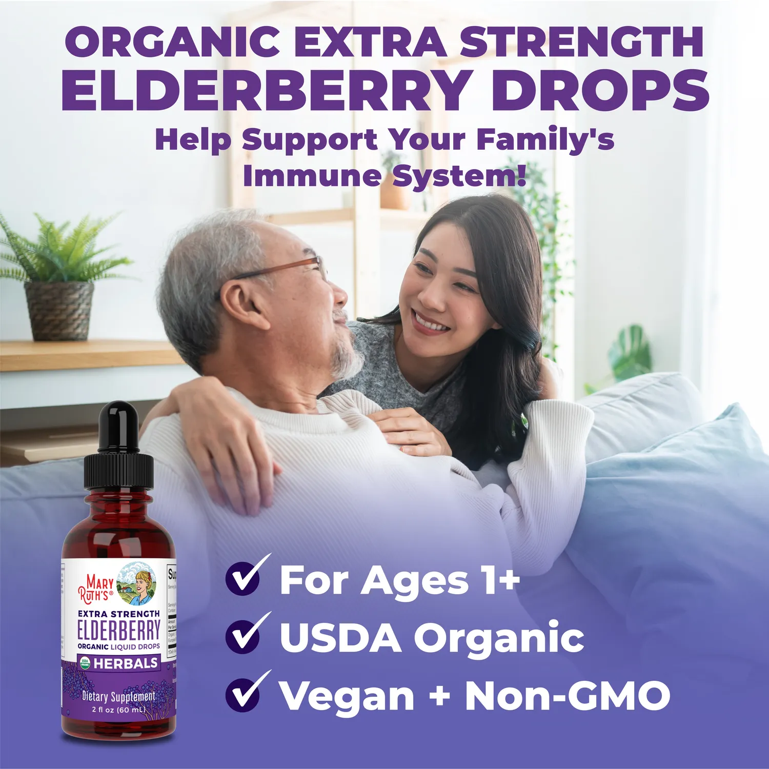 MaryRuth's Elderberry Extra Strength dråper organisk