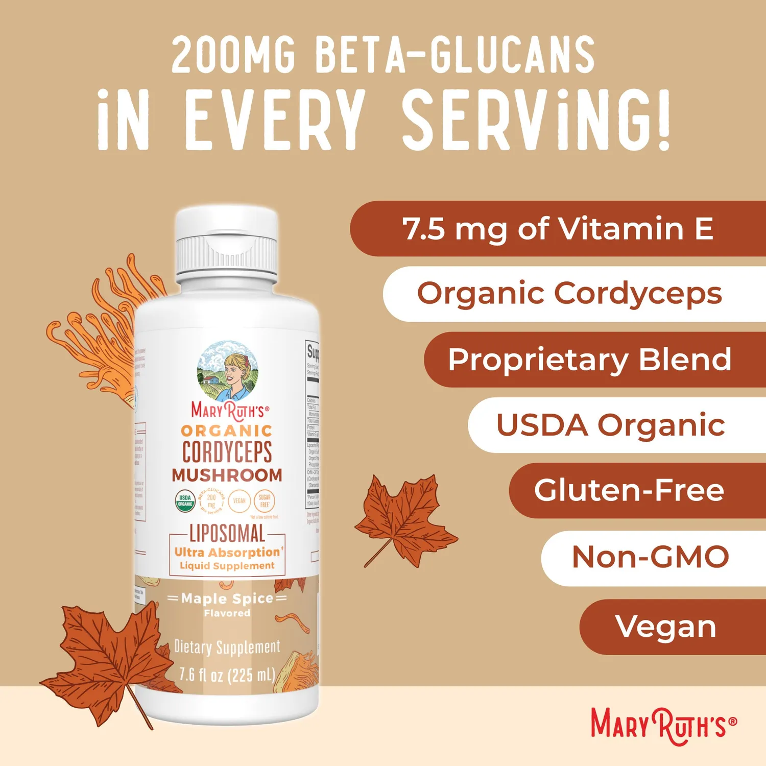 MaryRuth's Organic Cordyceps Mushroom liposomal lønnesmak