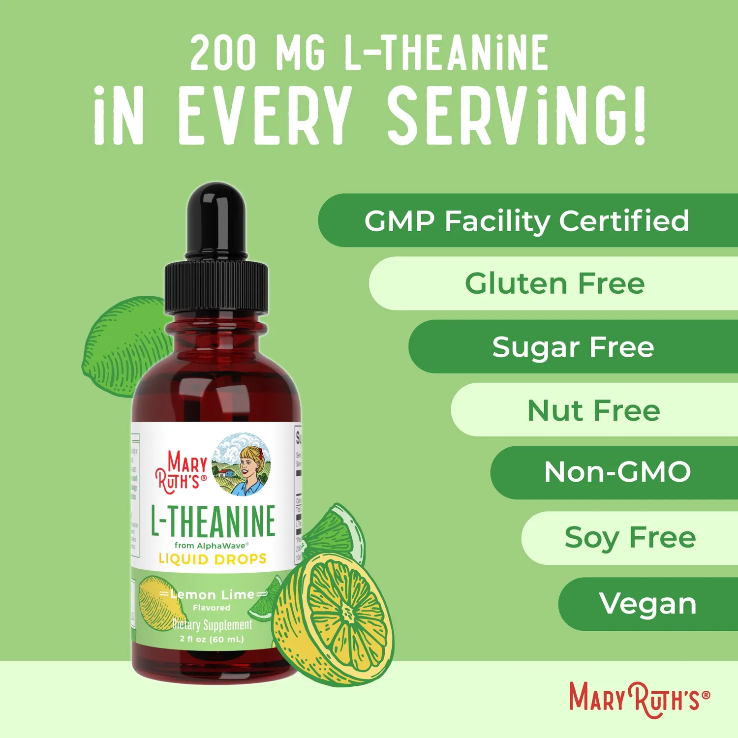 MaryRuth's L-Theanine Liquid Drops sitron-lime 30 doser