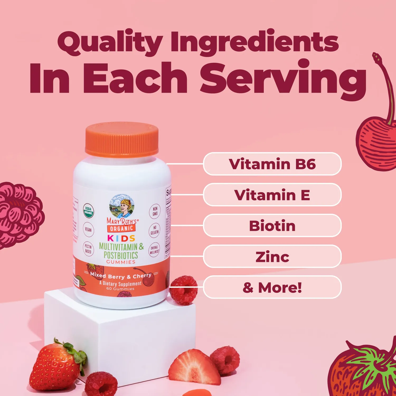 MaryRuth's Organic Kids Multivitamin gummies barn 60 bær