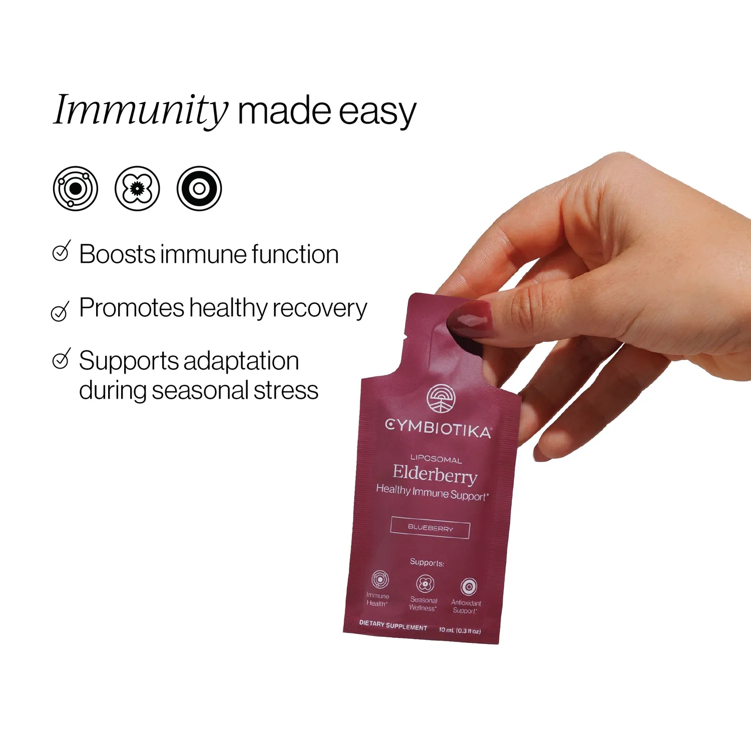 Cymbiotika Liposomal Elderberry kosttilskudd 26 poser immun