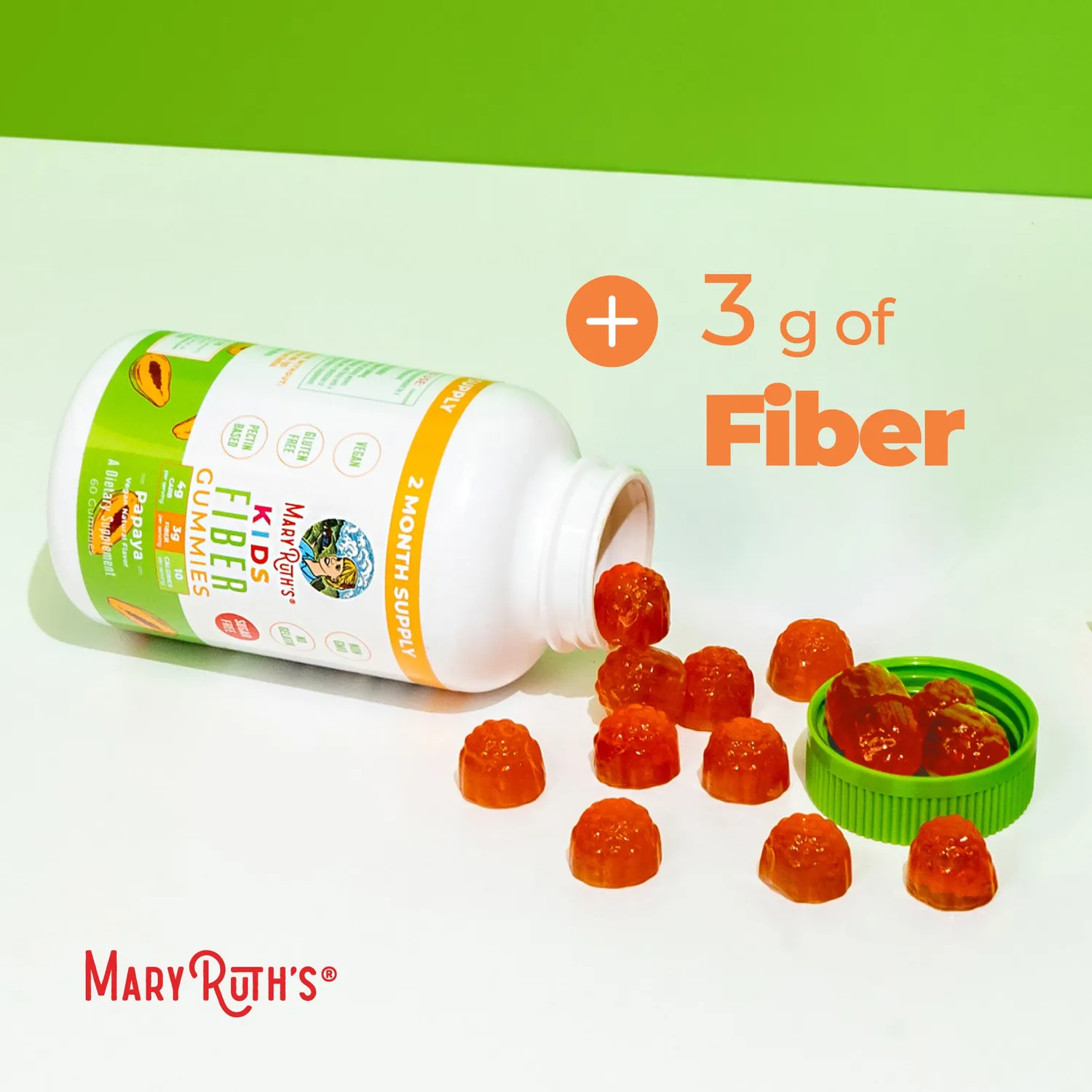 MaryRuth's Kids Fiber Gummies fibergummi papaya 60 stk sukkerfri