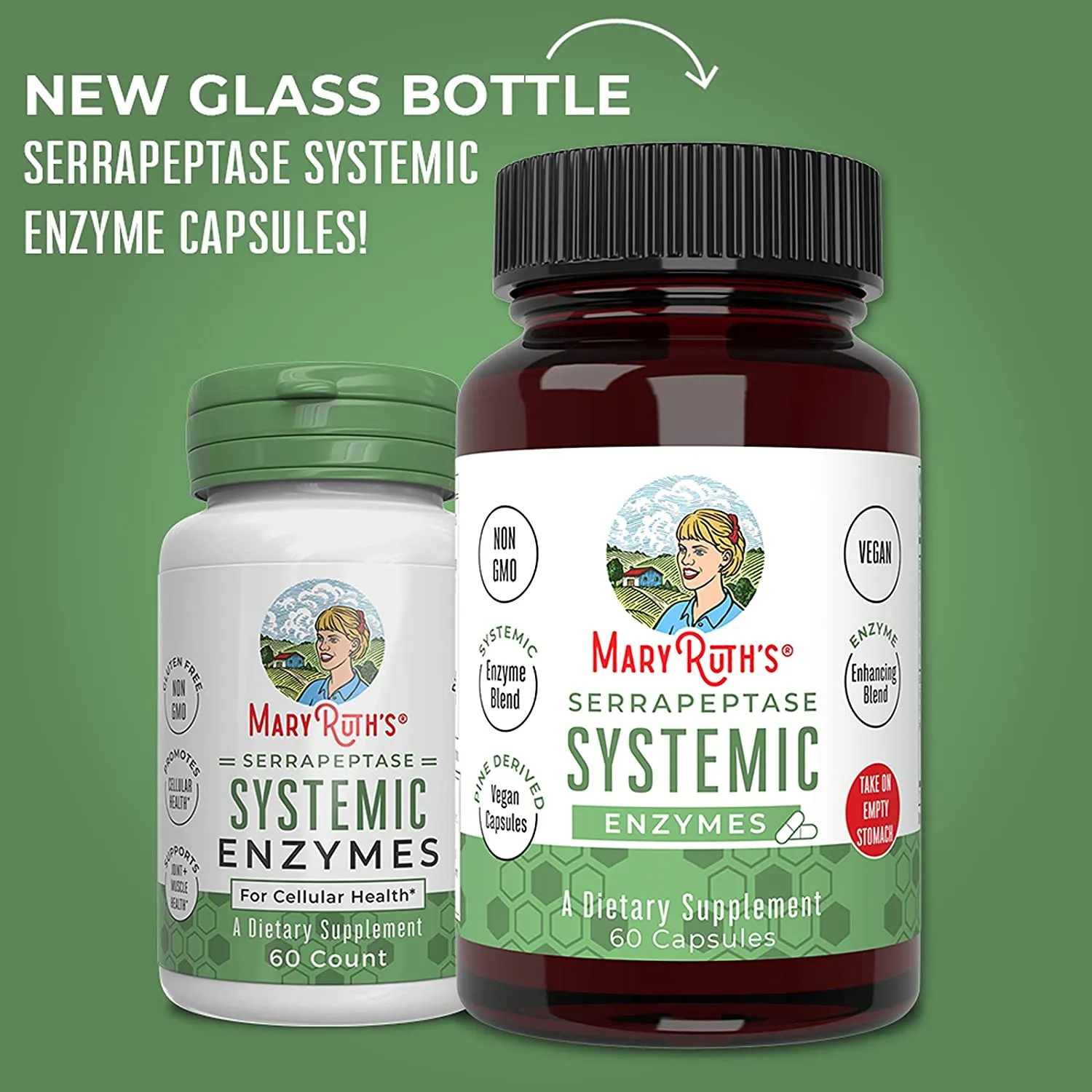 MaryRuth's Serrapeptase enzymkapsler 60 stk systemisk