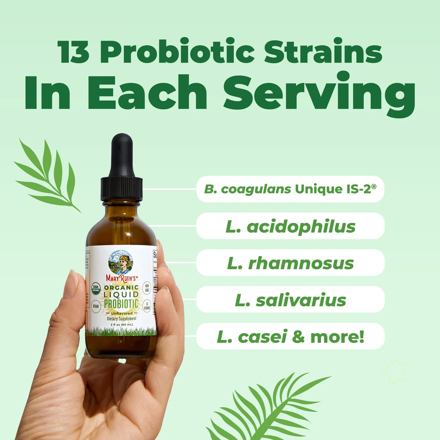 MaryRuth's Organic Liquid Probiotic væske reise 13 stammer