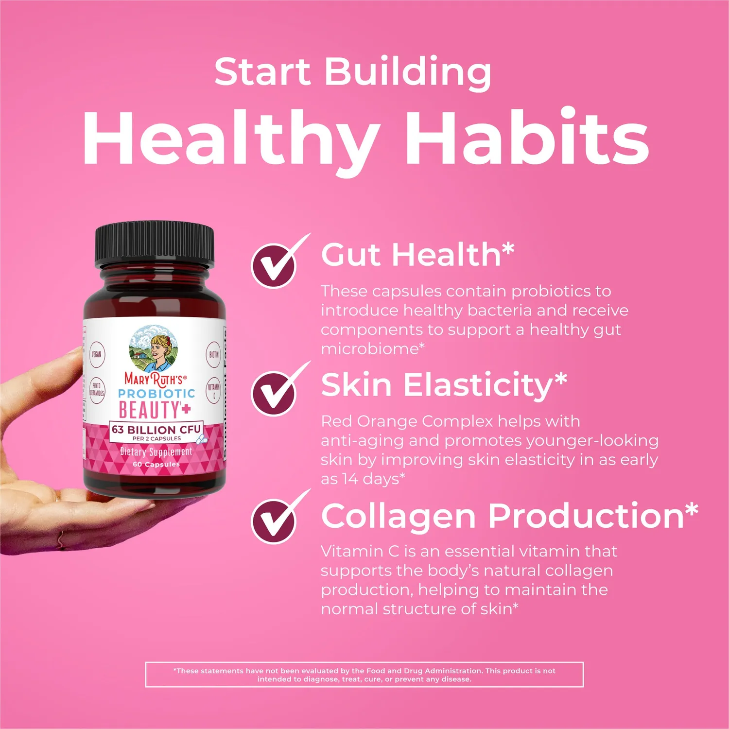 MaryRuth's Probiotic Beauty+ kapsler 60 stk probiotika hud
