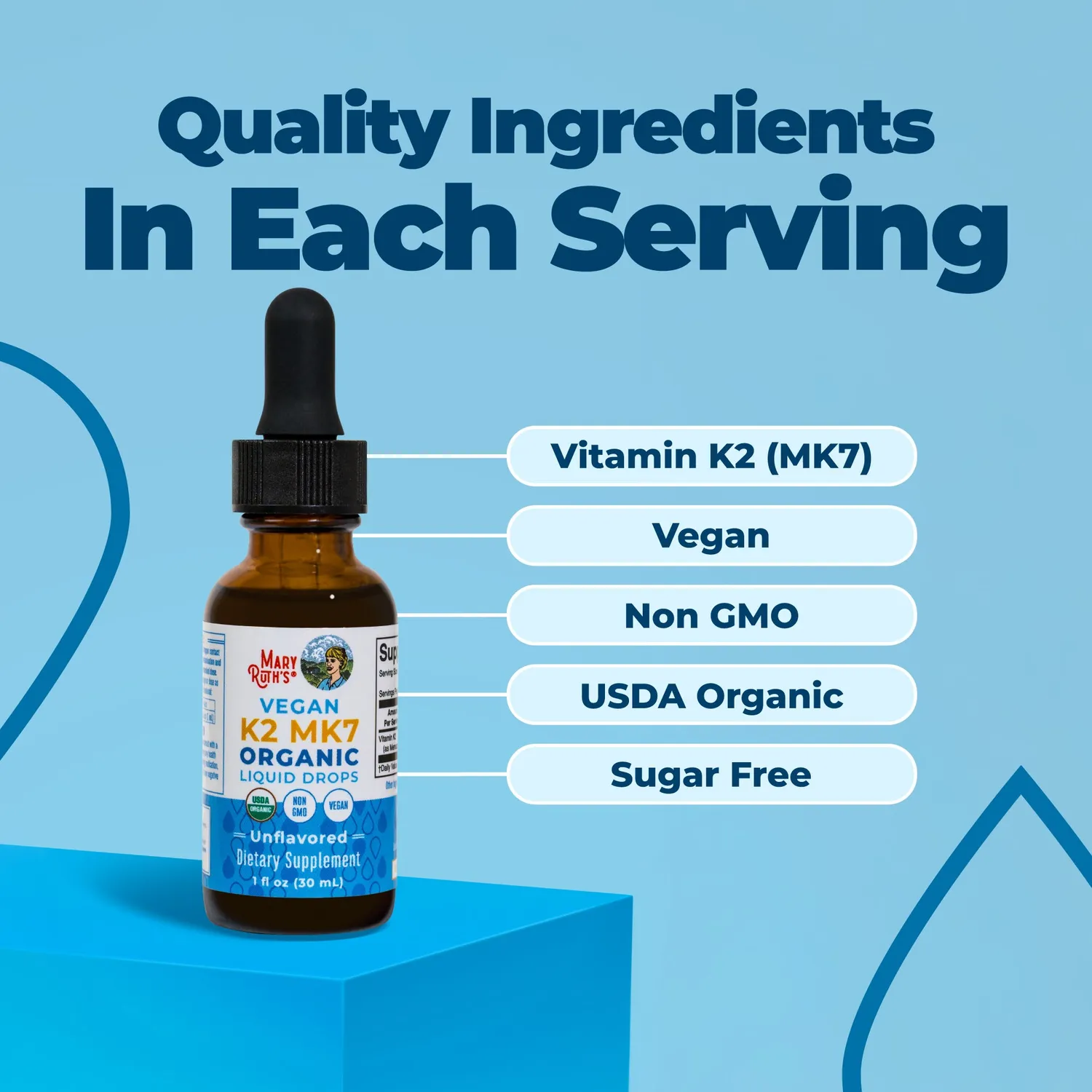 MaryRuth's K2 MK7 Organic Drops dråper smaksnøytral