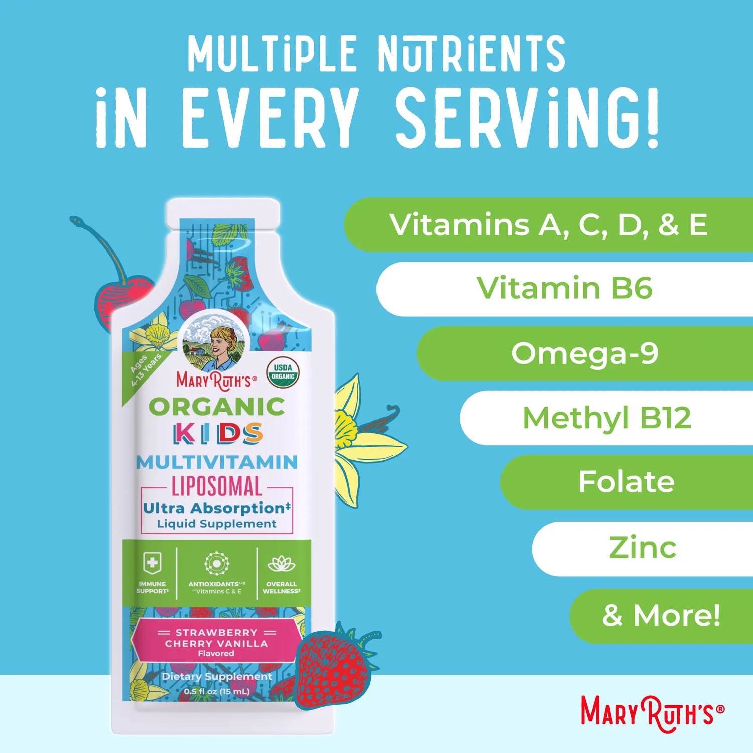 MaryRuth's Kids Multivitamin liposomal poser 14 stk