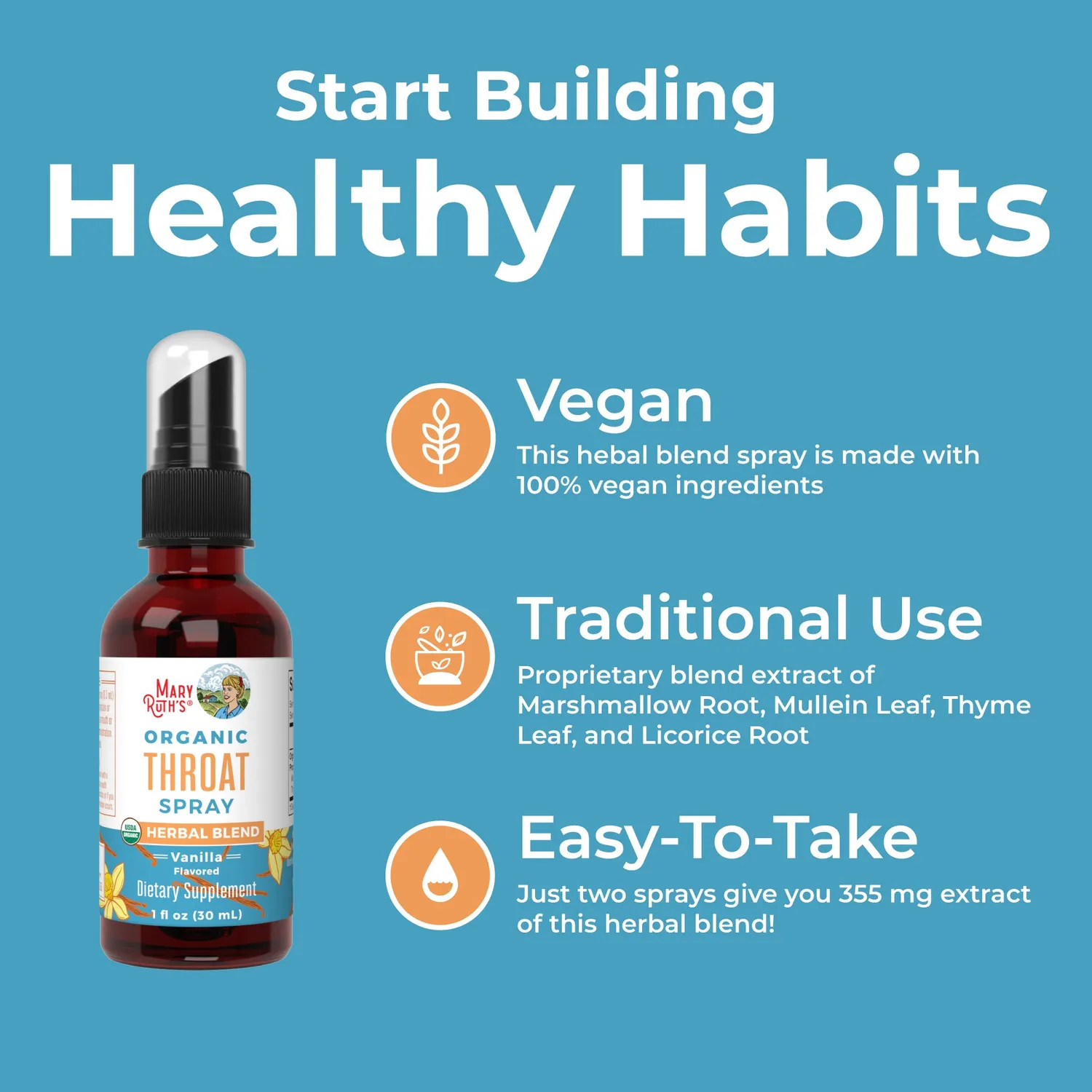 MaryRuth's Organic Throat Spray halsspray vanilje