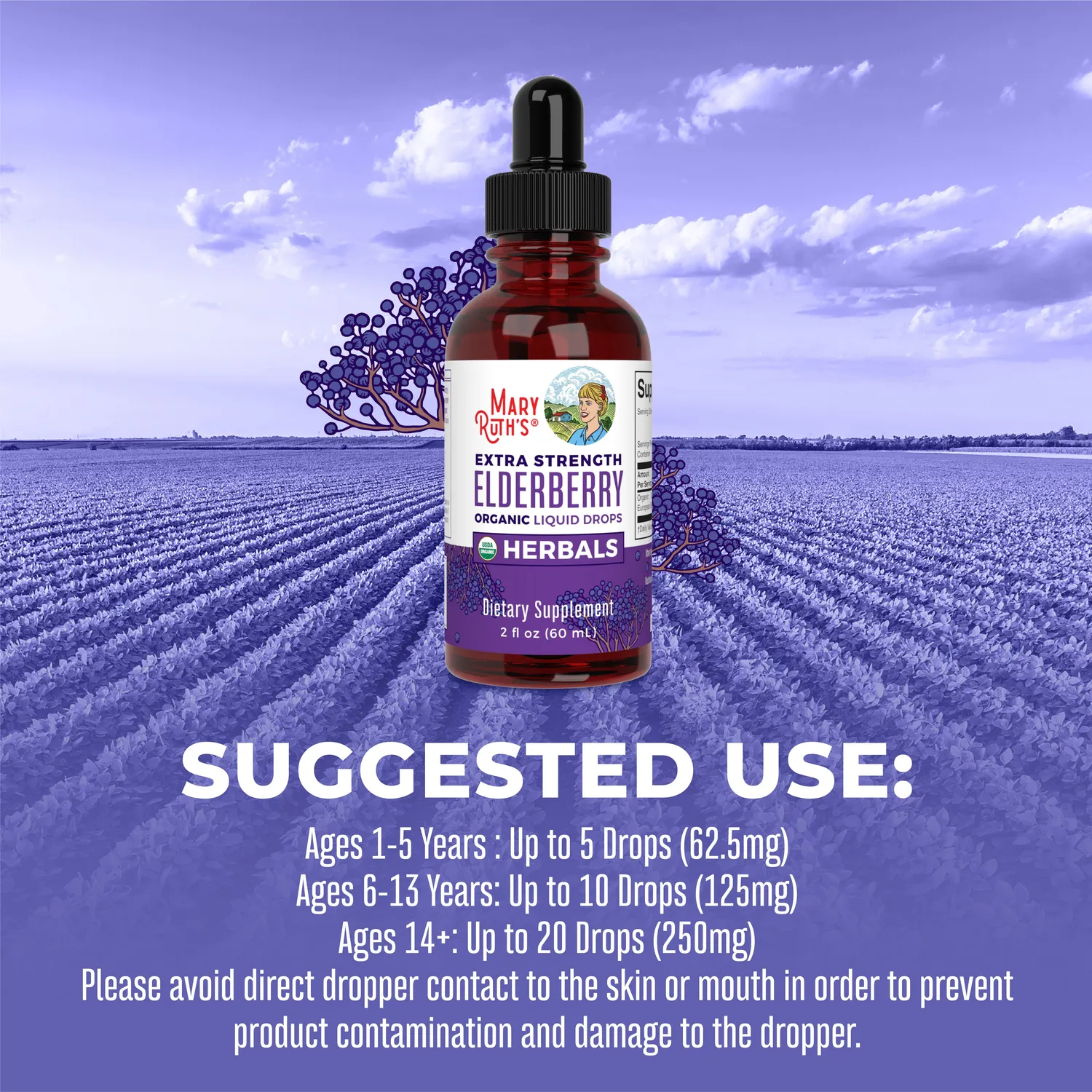 MaryRuth's Elderberry Extra Strength dråper organisk