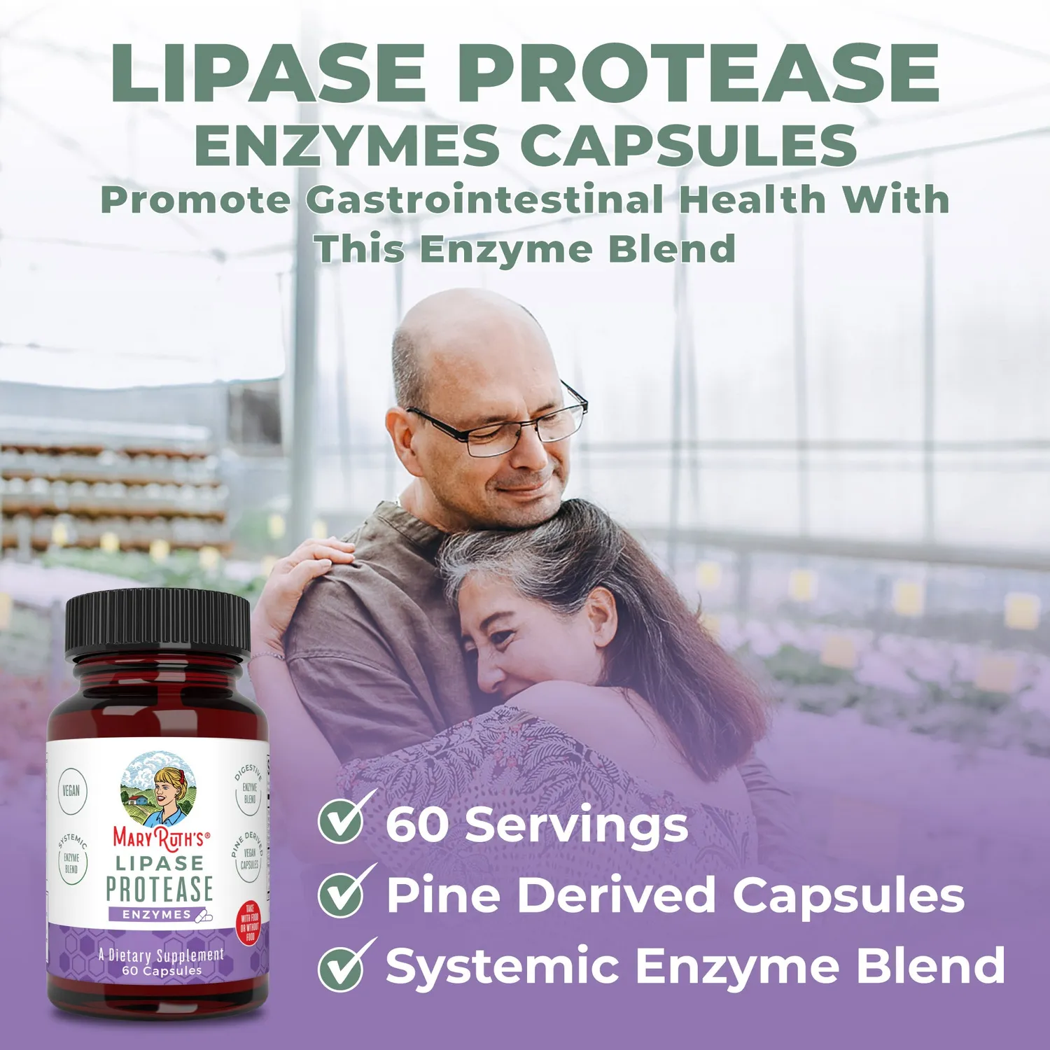 MaryRuth's Lipase Protease enzym kapsler 60 stk