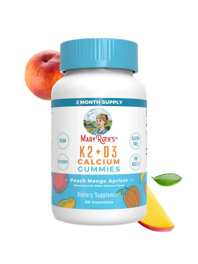 MaryRuth's K2+D3 kalsium gummies fersken 60 stk