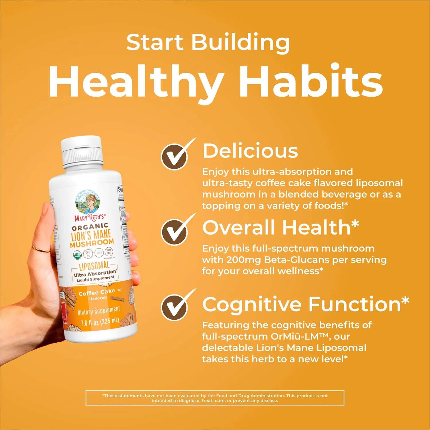 MaryRuth's Organic Lion's Mane Liposomal sopp kaffekake