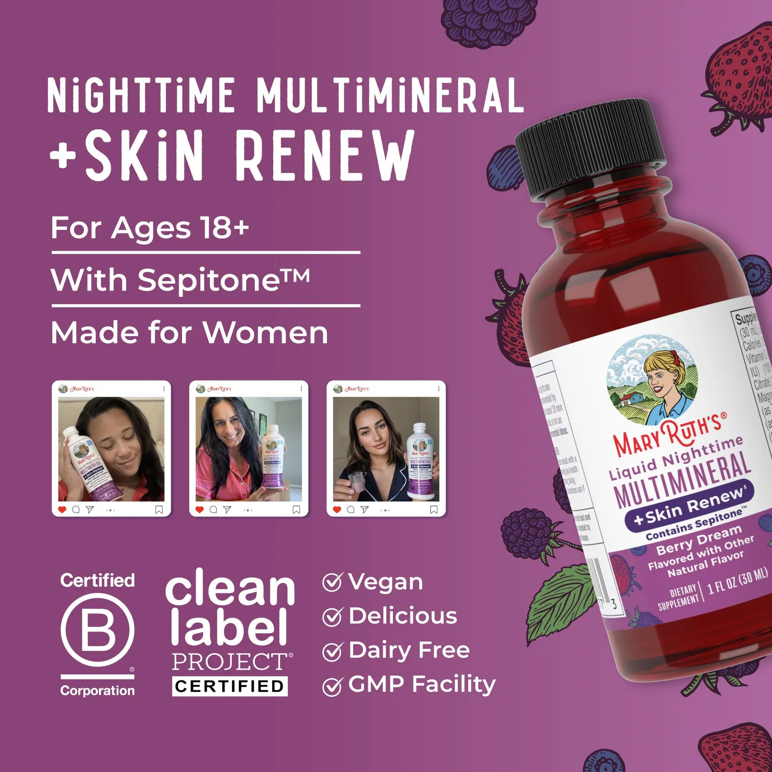 MaryRuth's Nighttime Skin Renew reisepakning flytende
