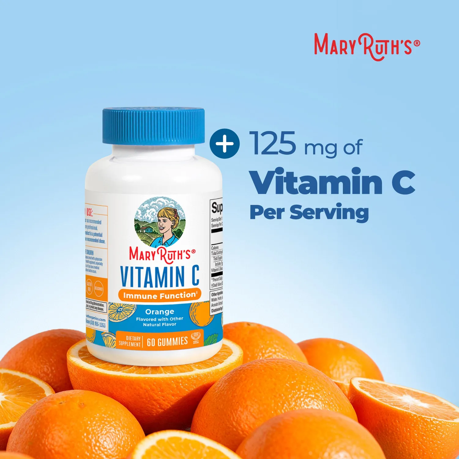 MaryRuth's Vitamin C vitamingummies appelsin 60 stk antioksidant