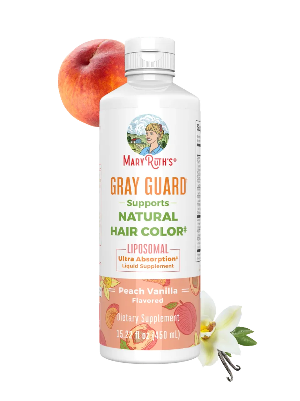 MaryRuth's Gray Guard liposomal hårvæske 450 ml fersken vanilje