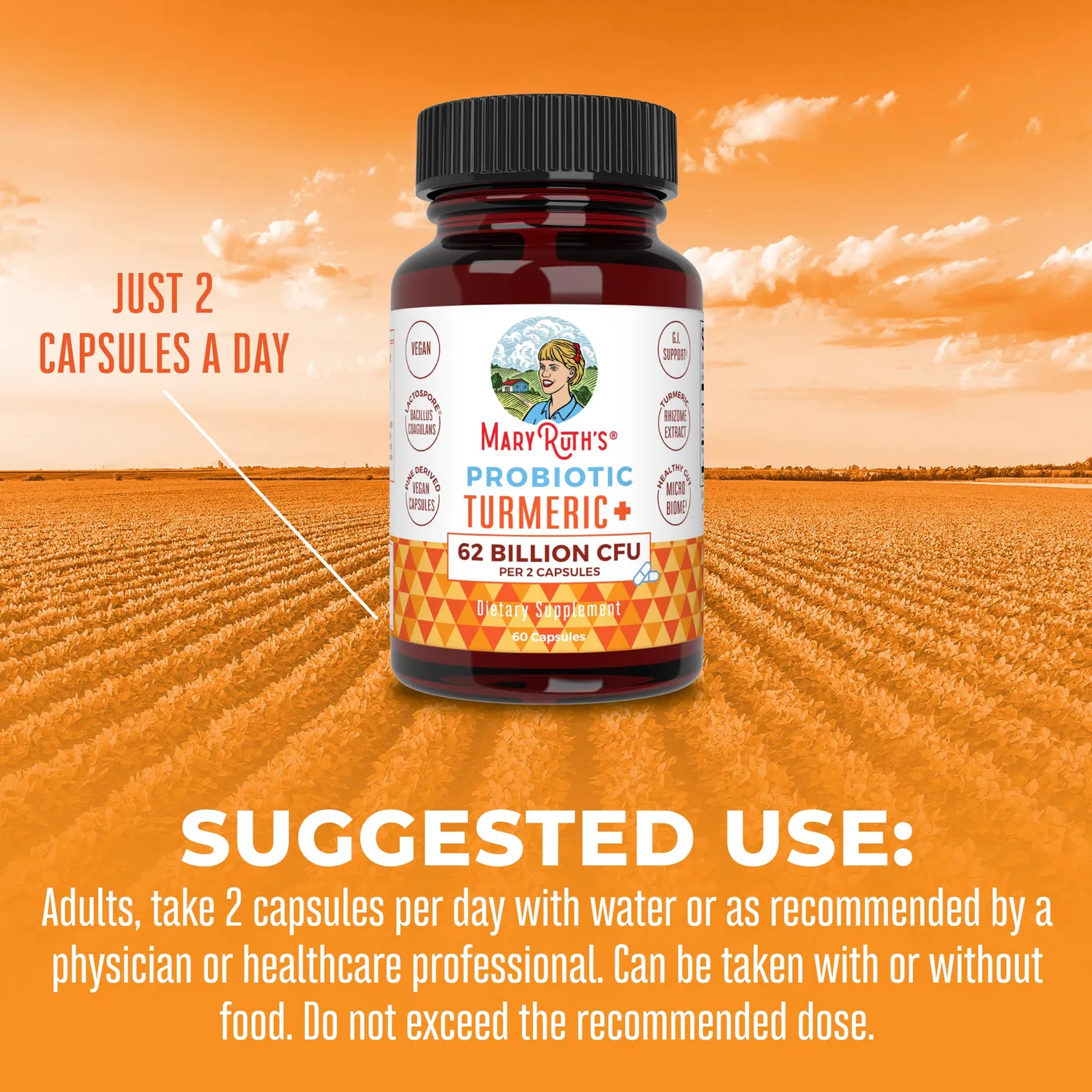 MaryRuth's Probiotic Turmeric+ kapsler 30 doser mage tarm