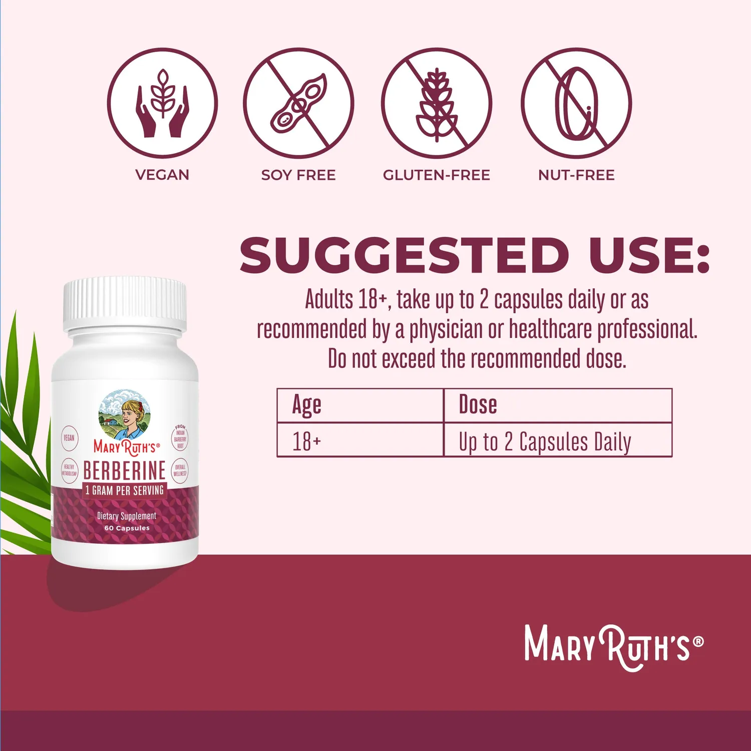 MaryRuth's Berberine kapsler 1000 mg metabolisme
