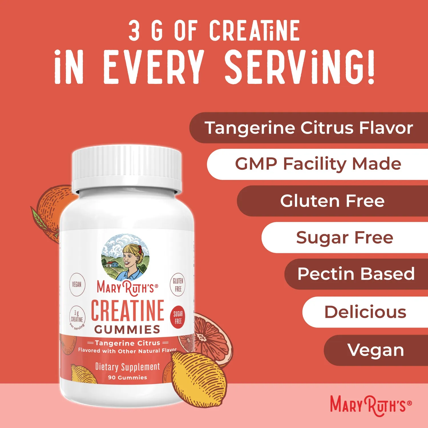 MaryRuth's Creatine Gummies kreatin 3 g tangerin