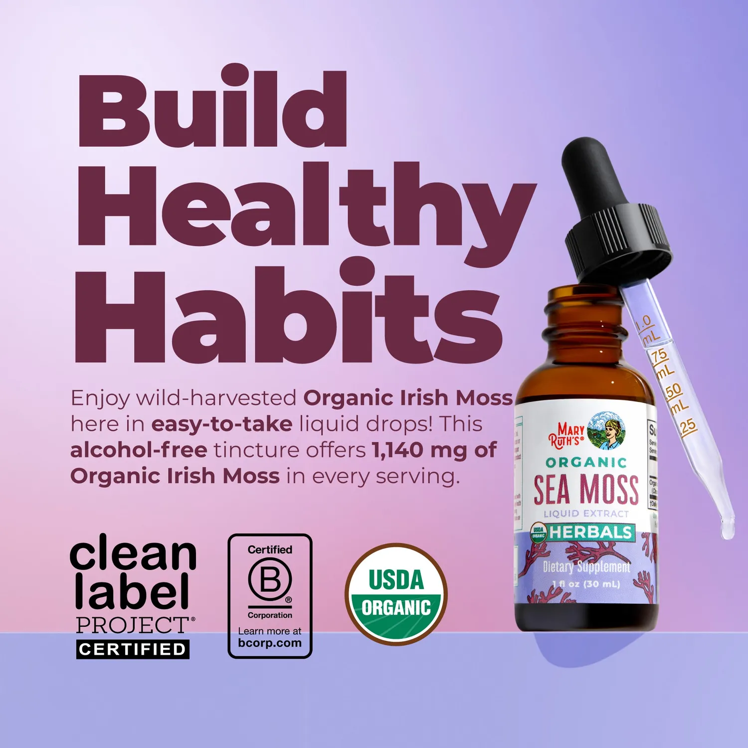 MaryRuth's Organic Sea Moss dråper 30 doser økologisk