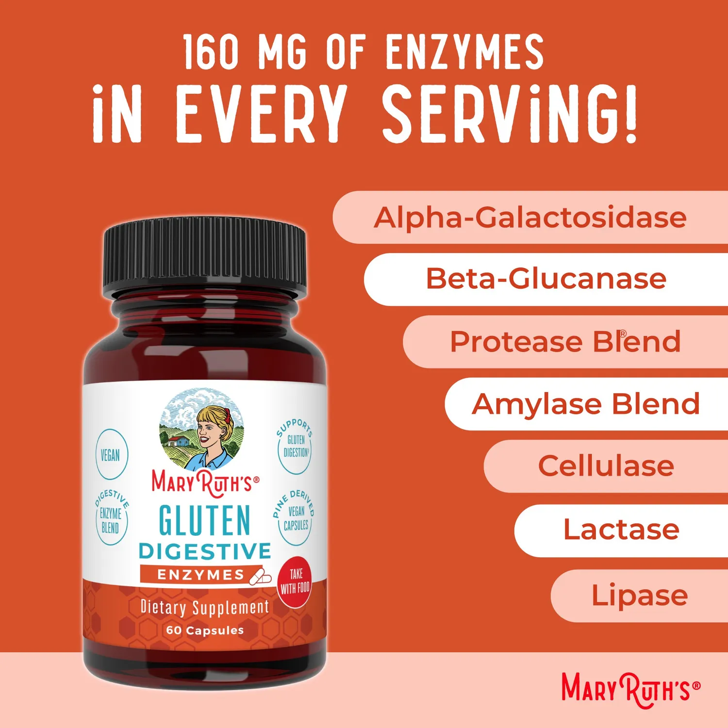 MaryRuth's Gluten Digestive Enzymes kapsler 60 stk