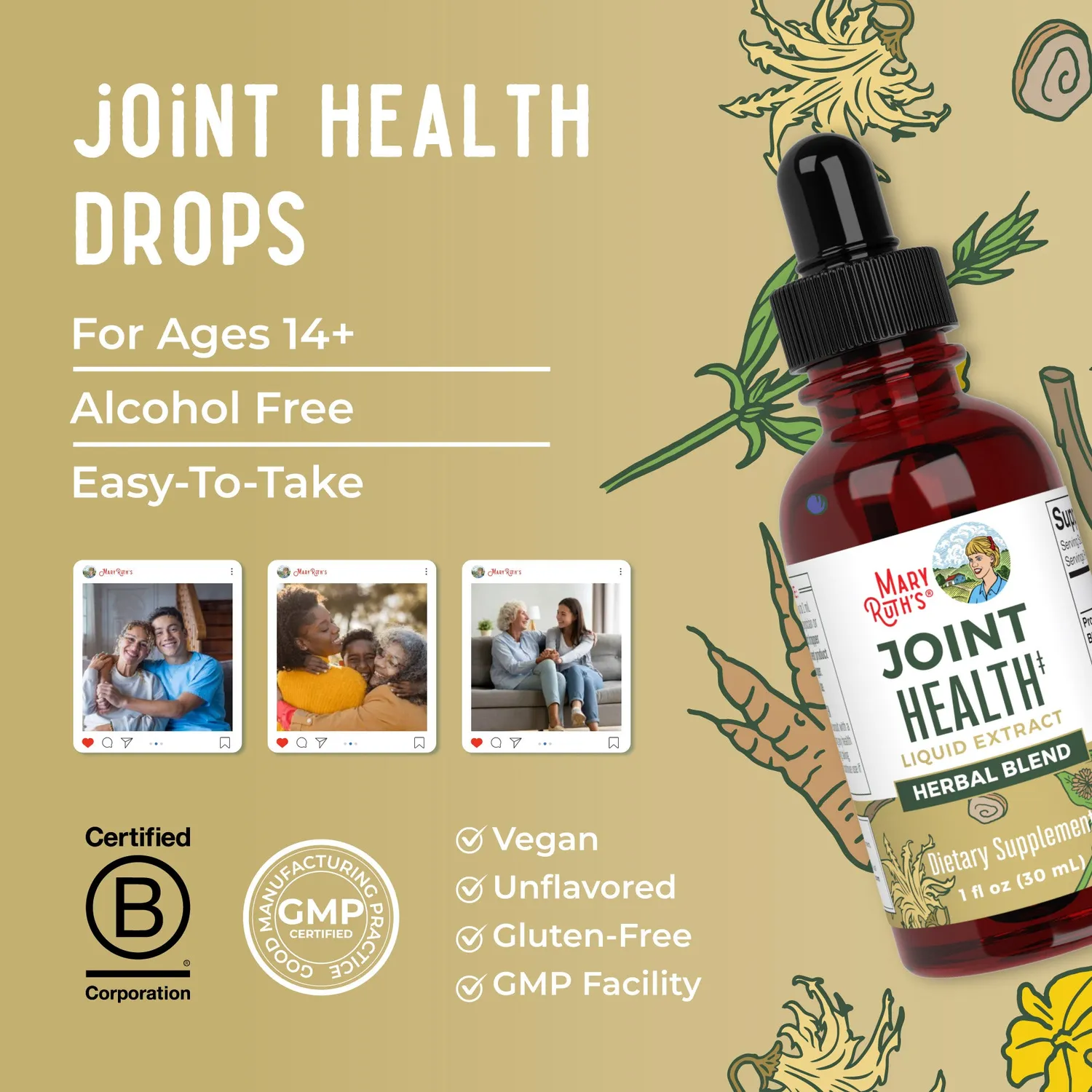 MaryRuth's Joint Health Liquid Drops dråper 30 ml urter