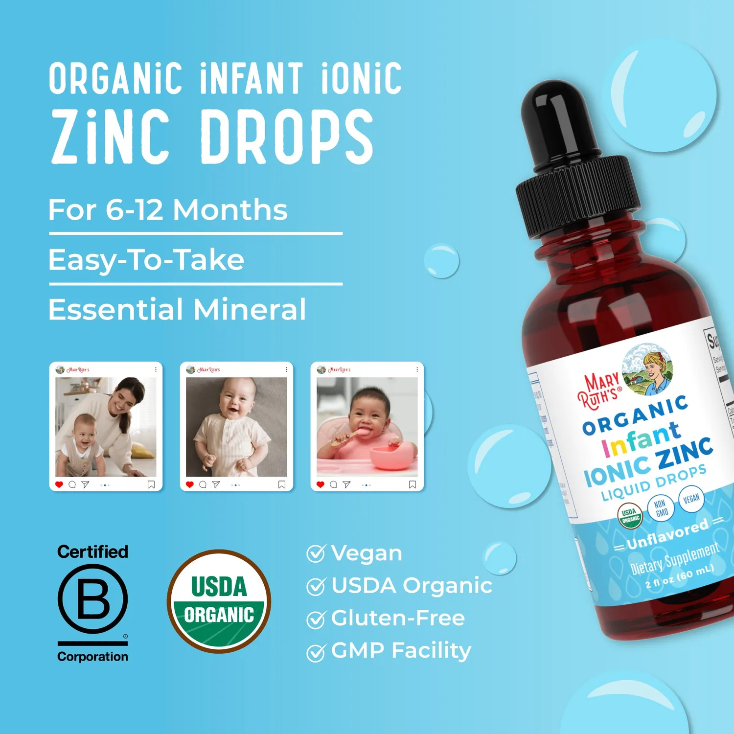 MaryRuth's Infant Liquid Zinc dråper baby 30 doser