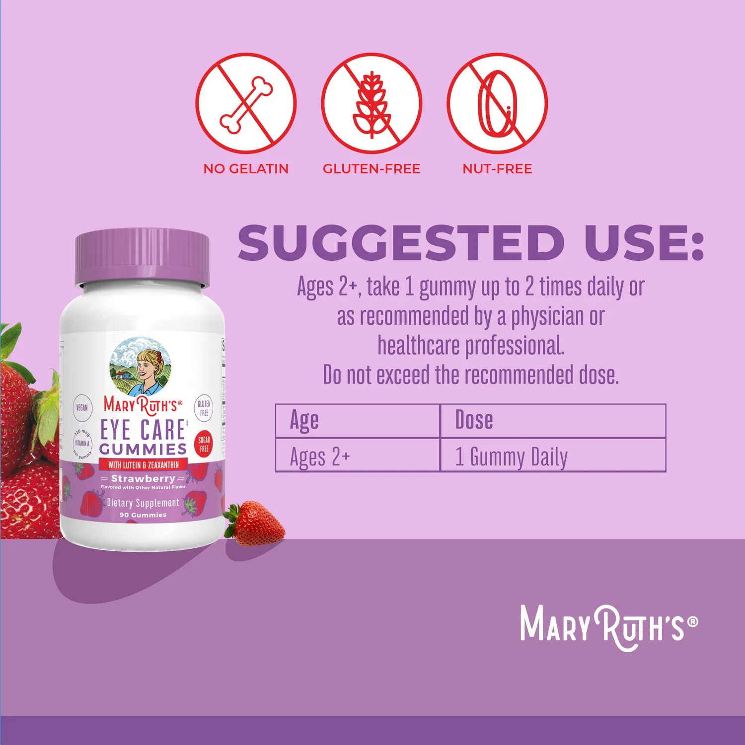 MaryRuth's Eye Care gummies med lutein jordbær