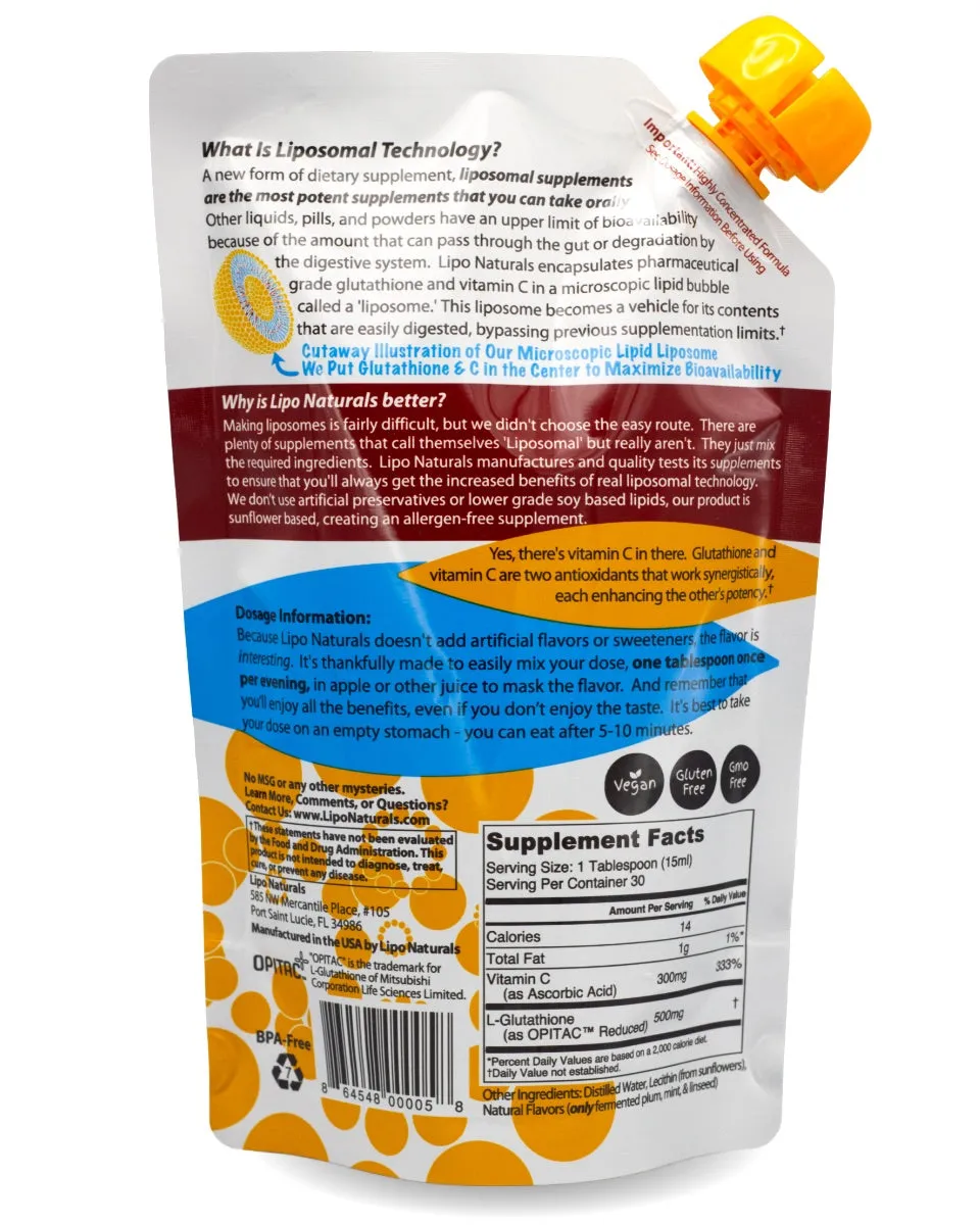 LipoNaturals Glutathione Complex flytende 15oz 30 doser C-vitamin