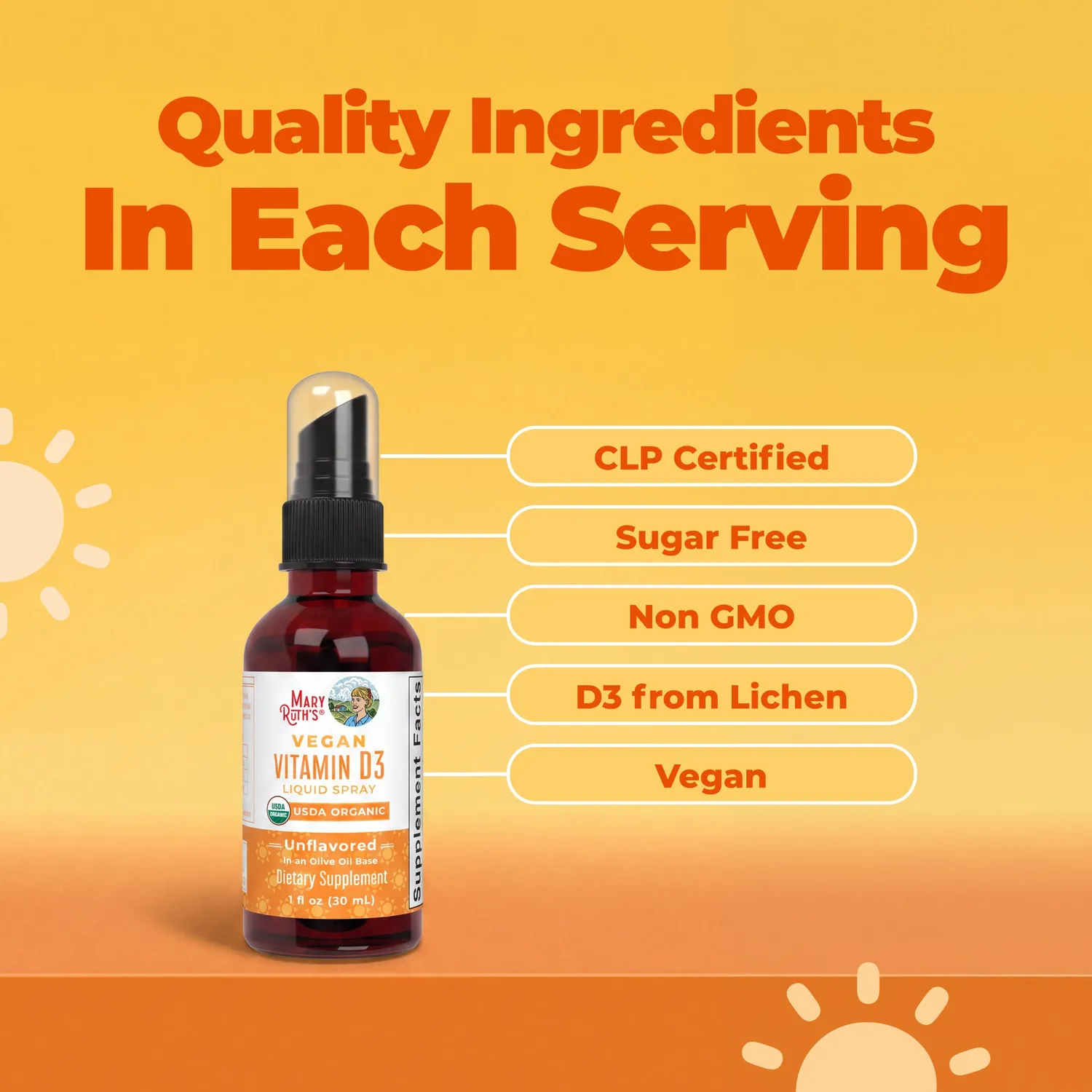 MaryRuth's Vitamin D3 spray vegansk nøytral 30 doser